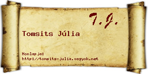 Tomsits Júlia névjegykártya